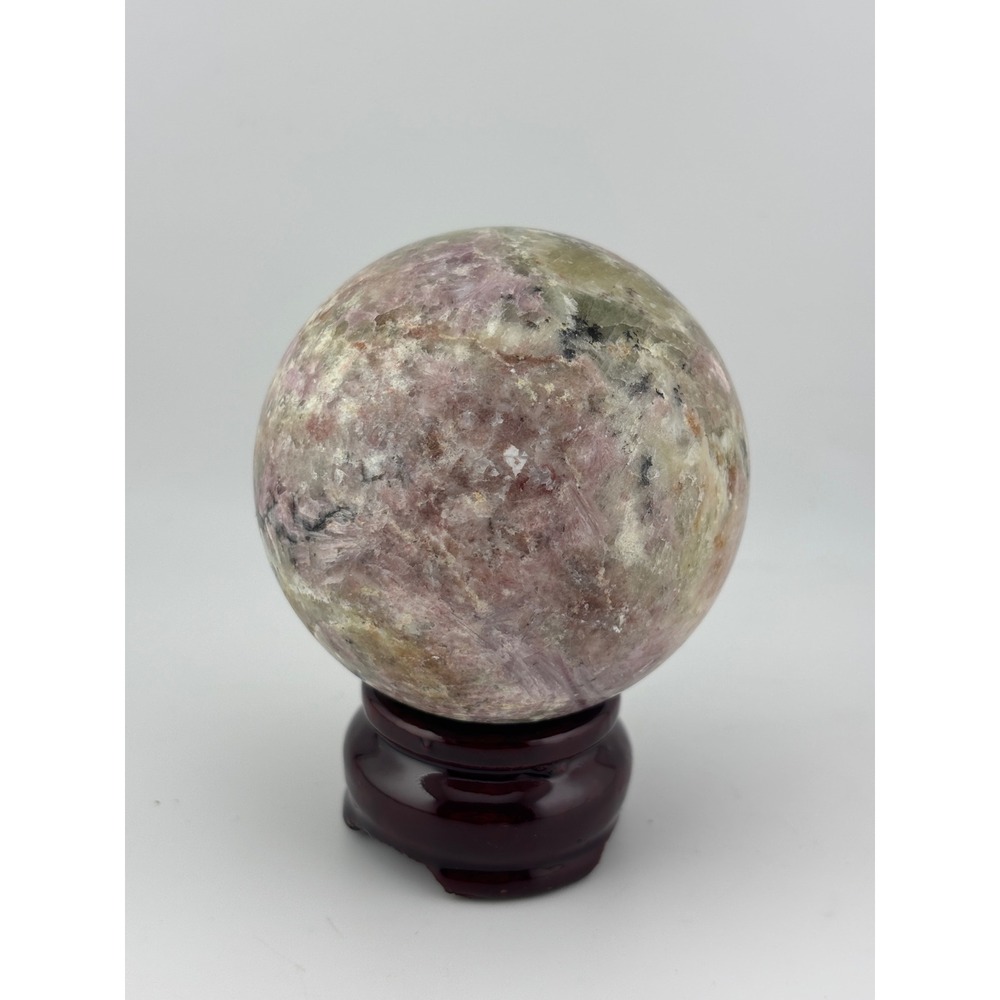 Pink Plum Tourmaline Sphere Crystal Polished Stone Ball with Stand 2.48 inch